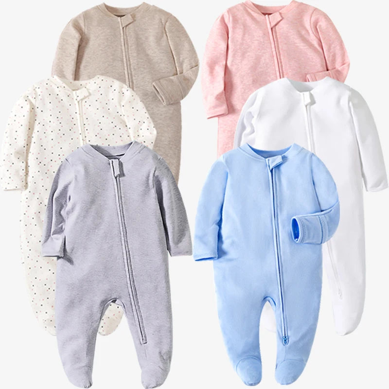 Long Sleeve Jumpsuit Cotton Solid Fashion Footed Pajamas