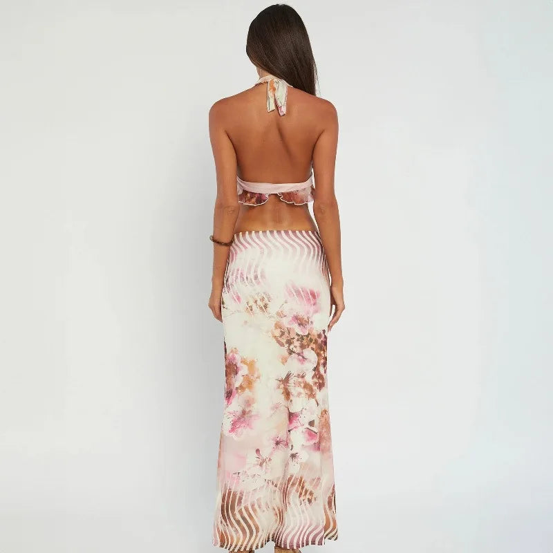 Golden Hour Glow Halter Print Co-Ord