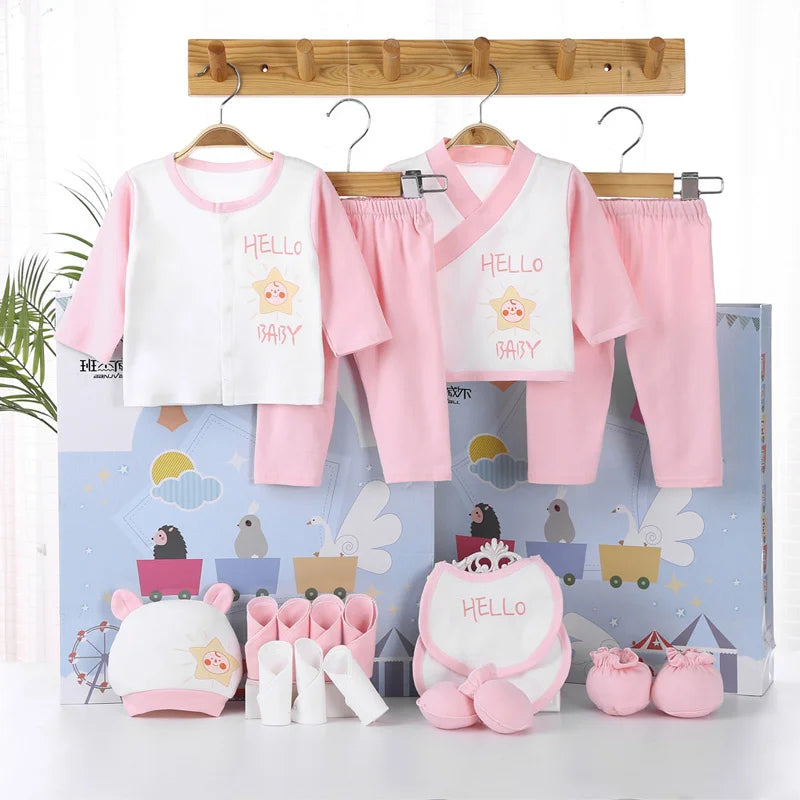 Newborn Baby Clothes For Girls & Boys Sets 100% Cotton Hat Bib