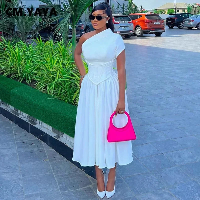 Women One Short Sleeve Tunic High Waist Maxi Chic Evening Dress