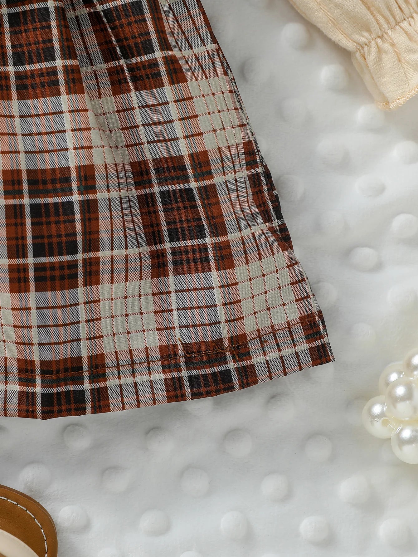 Baby Girls Autumn Long Sleeve With Bow Plaid Fahion Cute Dress
