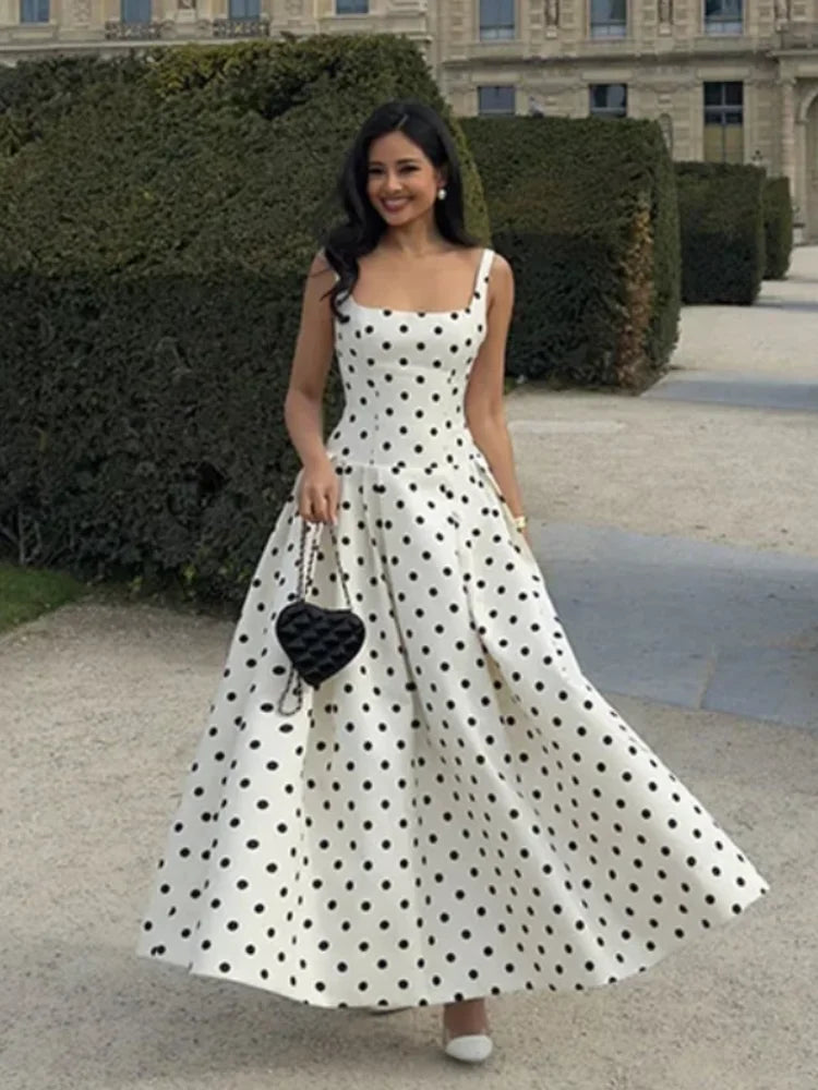 Polka Dot Elegance Maxi Dress
