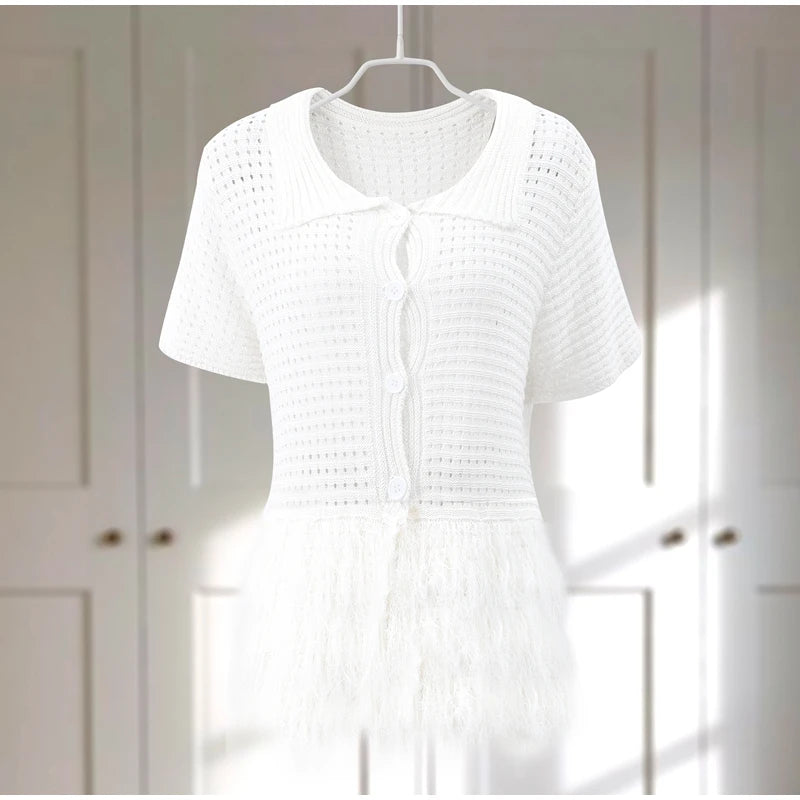 Chic Knit Motion Lapel Collar Two-Piece for Summer Style Icons