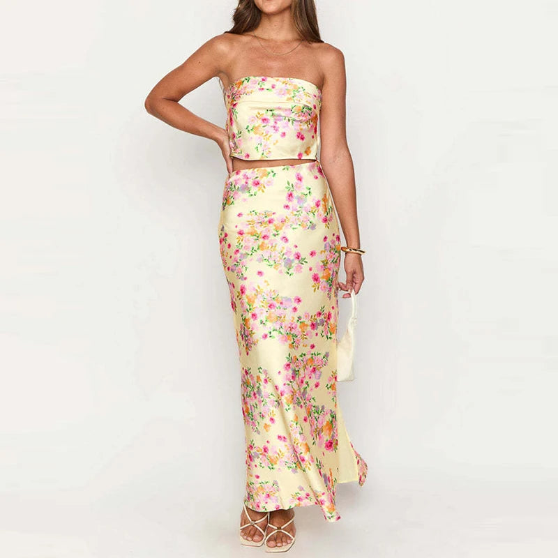 Botanical Escape Slit Skirt & Tube Vest Co-Ord