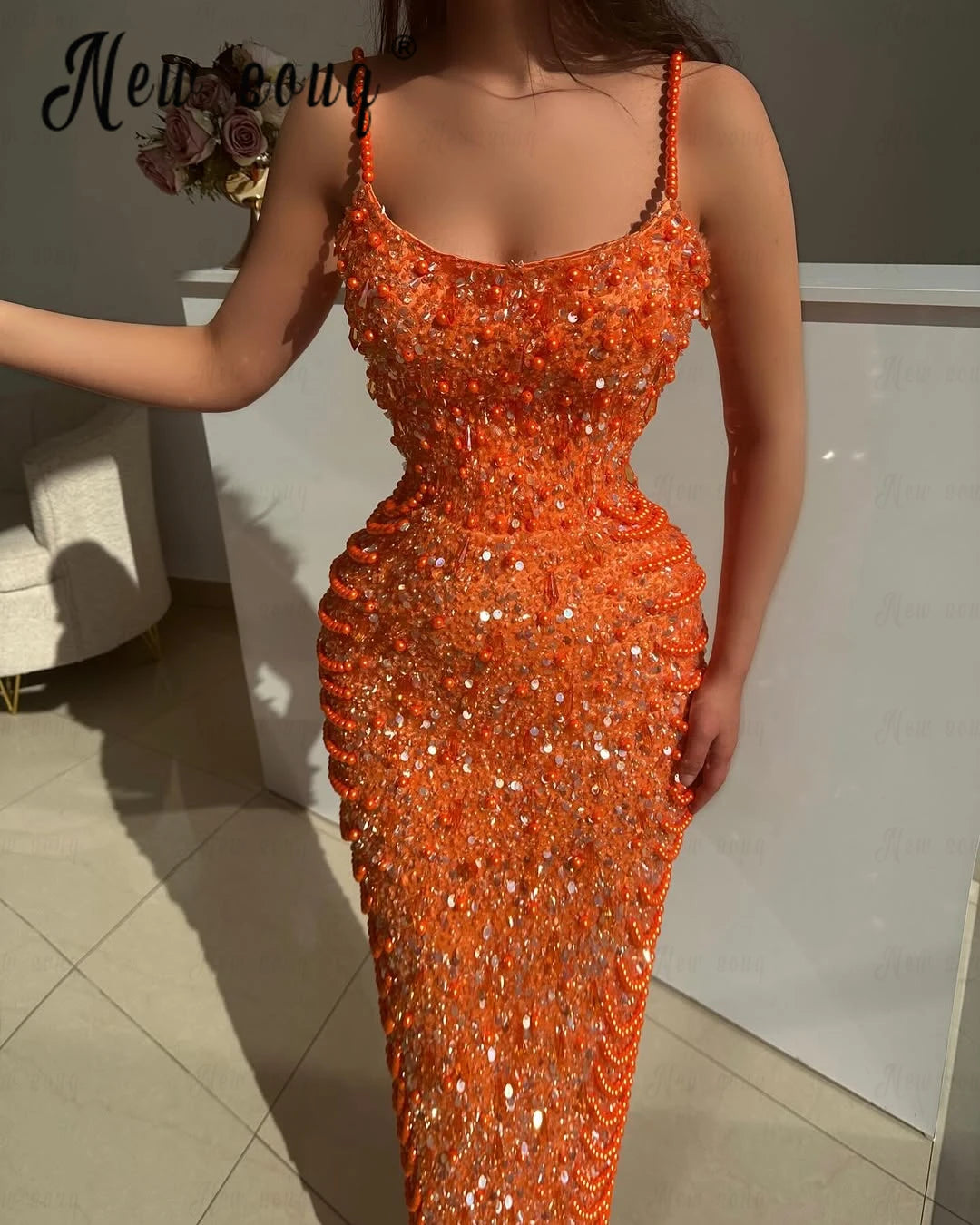 Citrus Sparkle Sequin Gown Dress