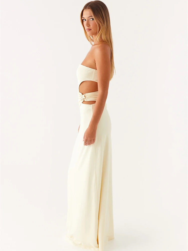 Chic Classic Bloom Metal-Strap Bodycon Maxi