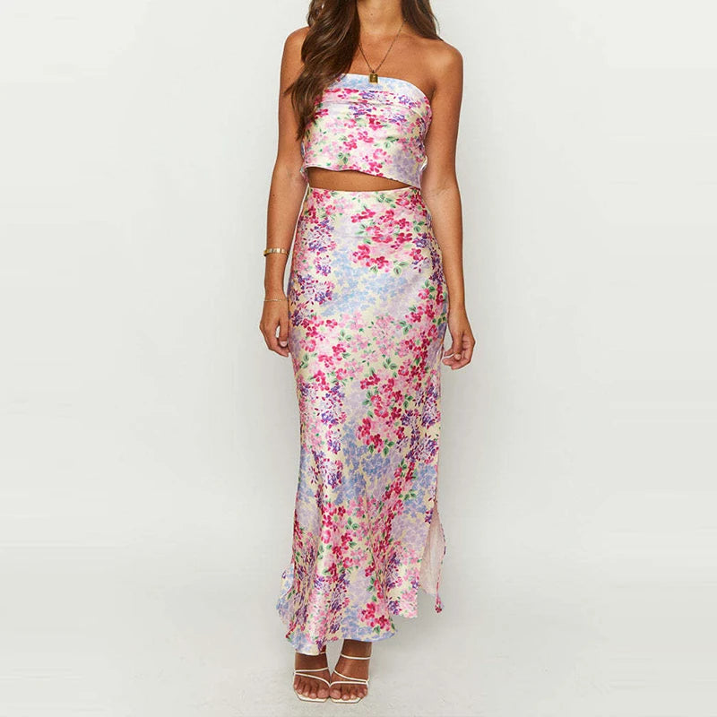 Botanical Escape Slit Skirt & Tube Vest Co-Ord