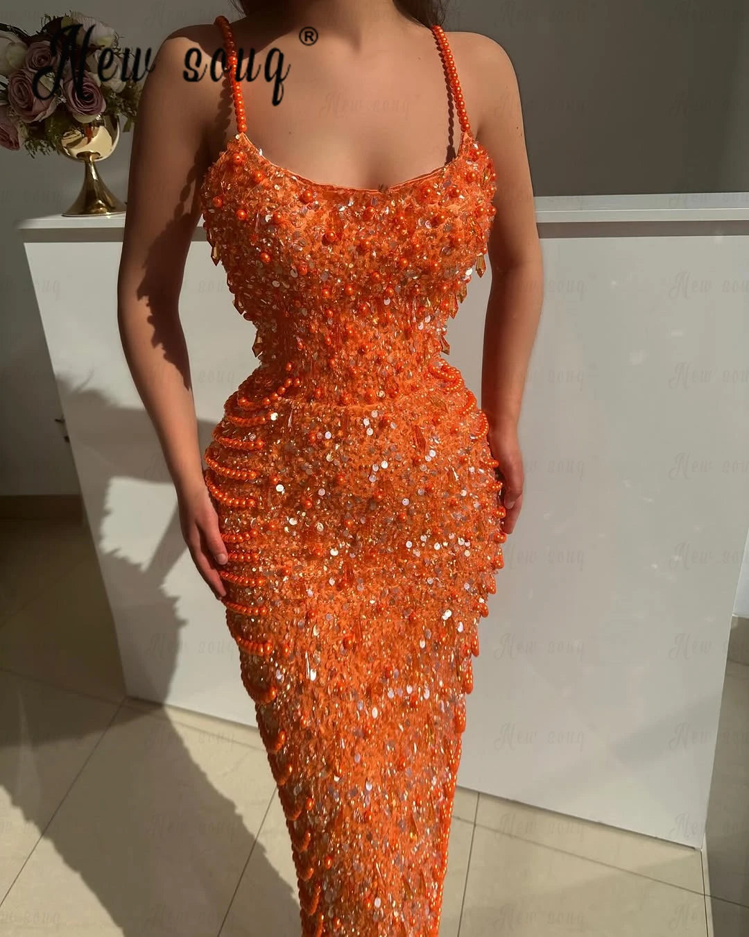 Citrus Sparkle Sequin Gown Dress