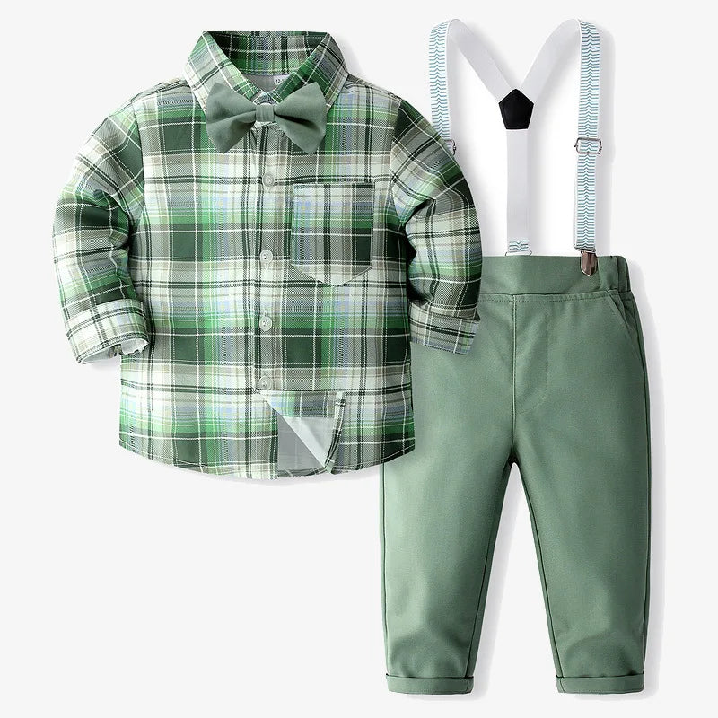 Baby Boys Clothes Formal Sets Children Gentleman Dress Suits Long Sleeve Tie Shirt Trousers