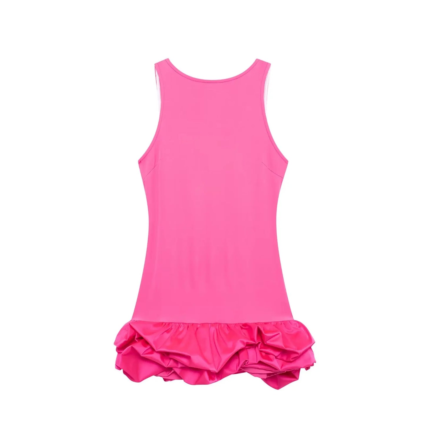 Chic Voluminous Playsuit Dress Female Back Zipper O-Neck Dress Ladies Elegant