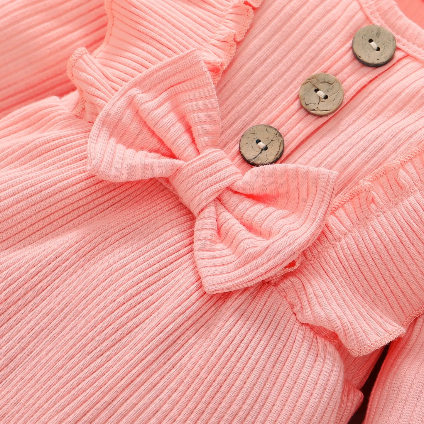 Newborn Baby Girl Romper Long Sleeved Ruffle Bodysuit with Headband Onesie Outfit