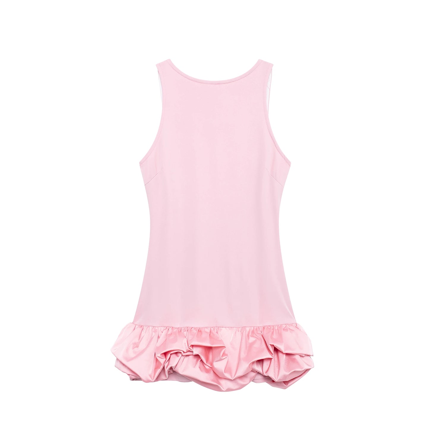 Chic Voluminous Playsuit Dress Female Back Zipper O-Neck Dress Ladies Elegant