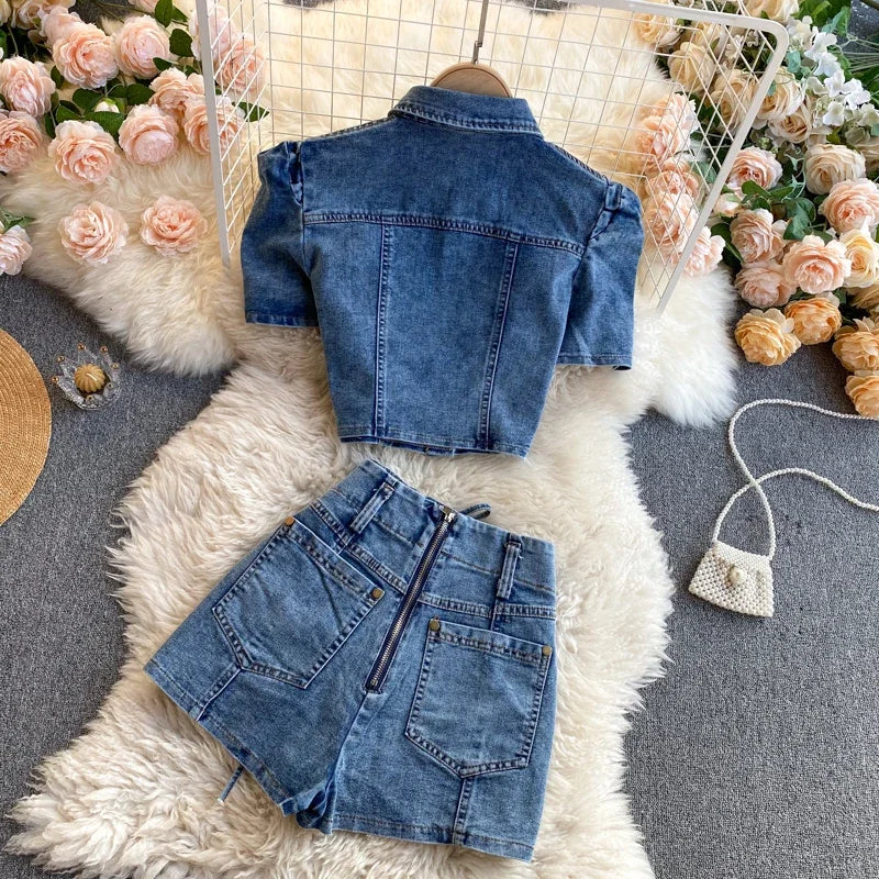 Star-Spangled Style Cutout Denim Co-Ord Set
