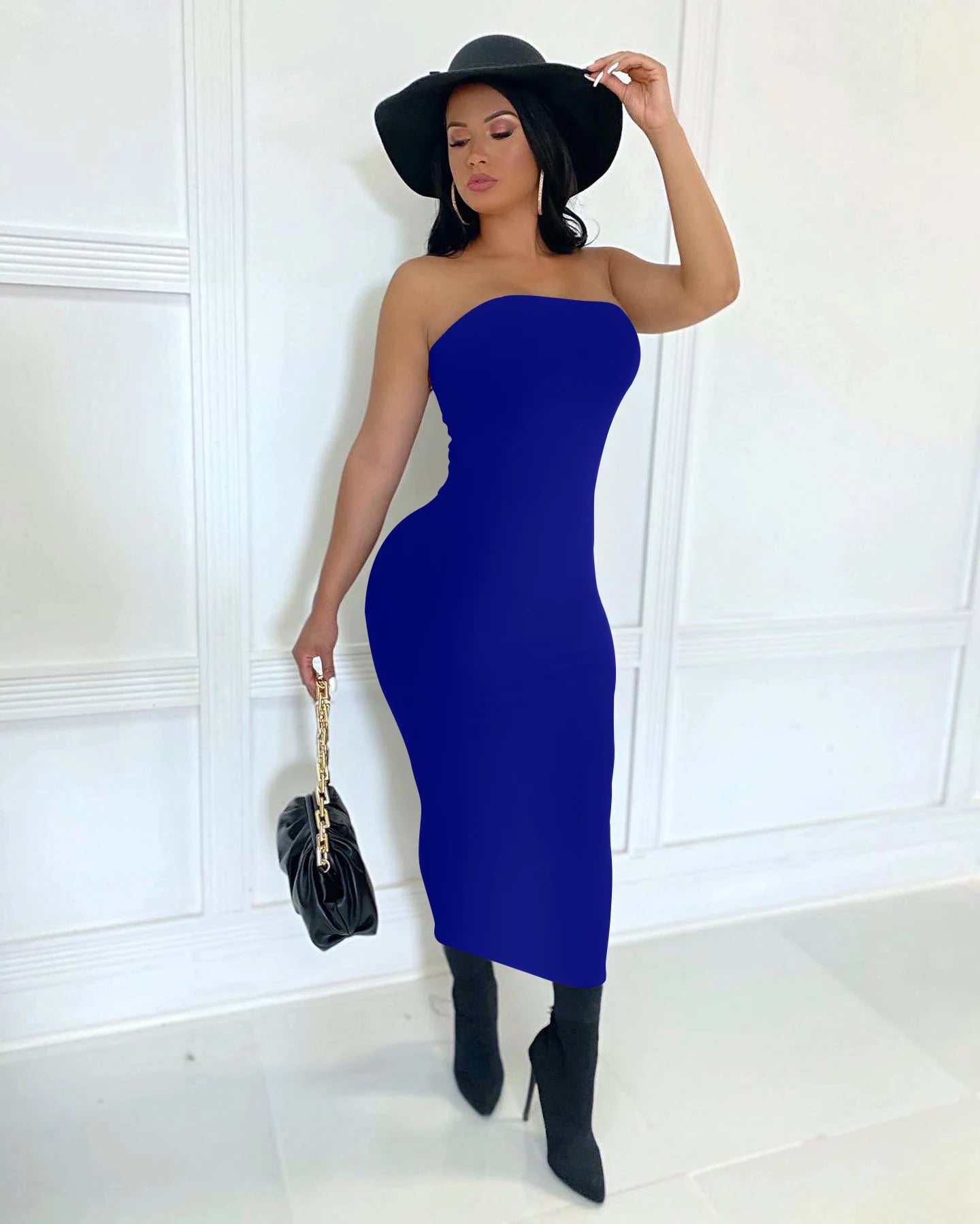 women's sexy sleeveless chest wrapped Long Beach Dress