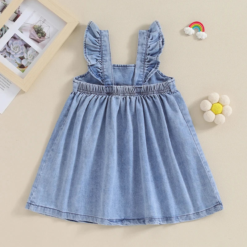 Baby Girl Denim Sleeveless Casual Jean Dress Princess