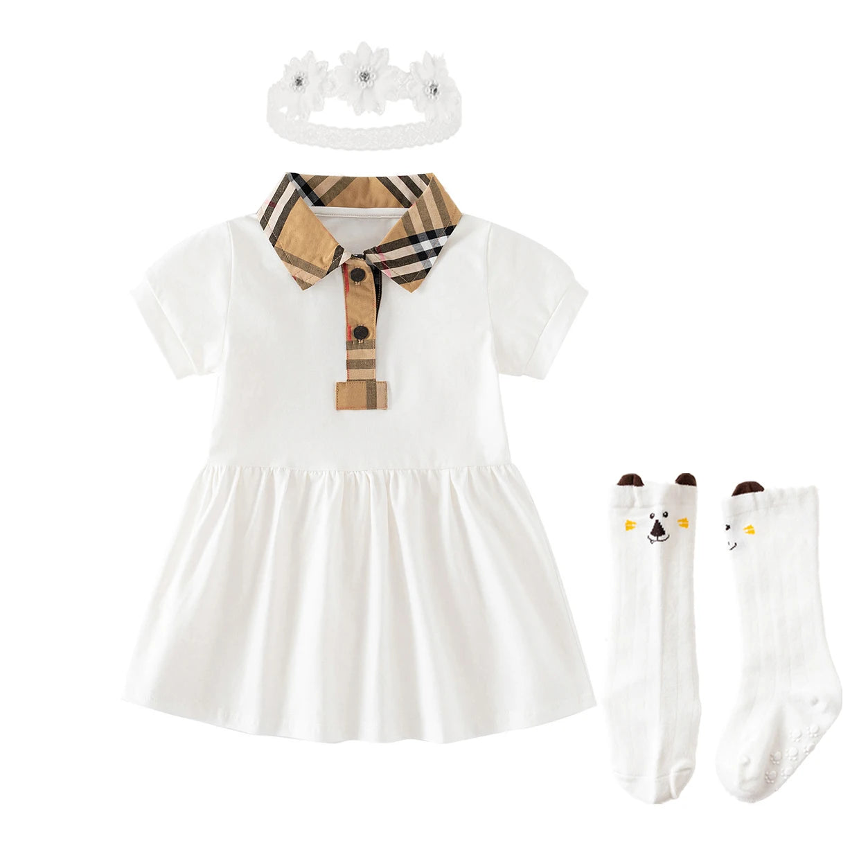 Baby Girl Dress Plaid Pattern Clothes Baby Dress