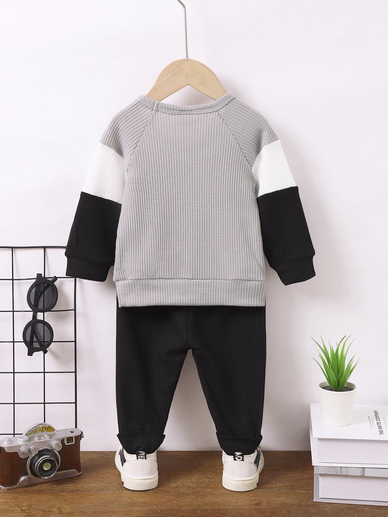 Boy Fashion Color Block Long Sleeve Top+Pant Spring and Autumn Clothing Outfits for Toddler Boy 1-4 Years