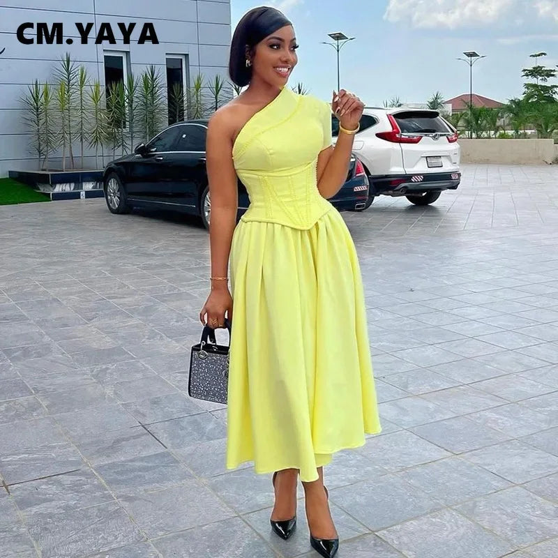 Women One Short Sleeve Tunic High Waist Maxi Chic Evening Dress