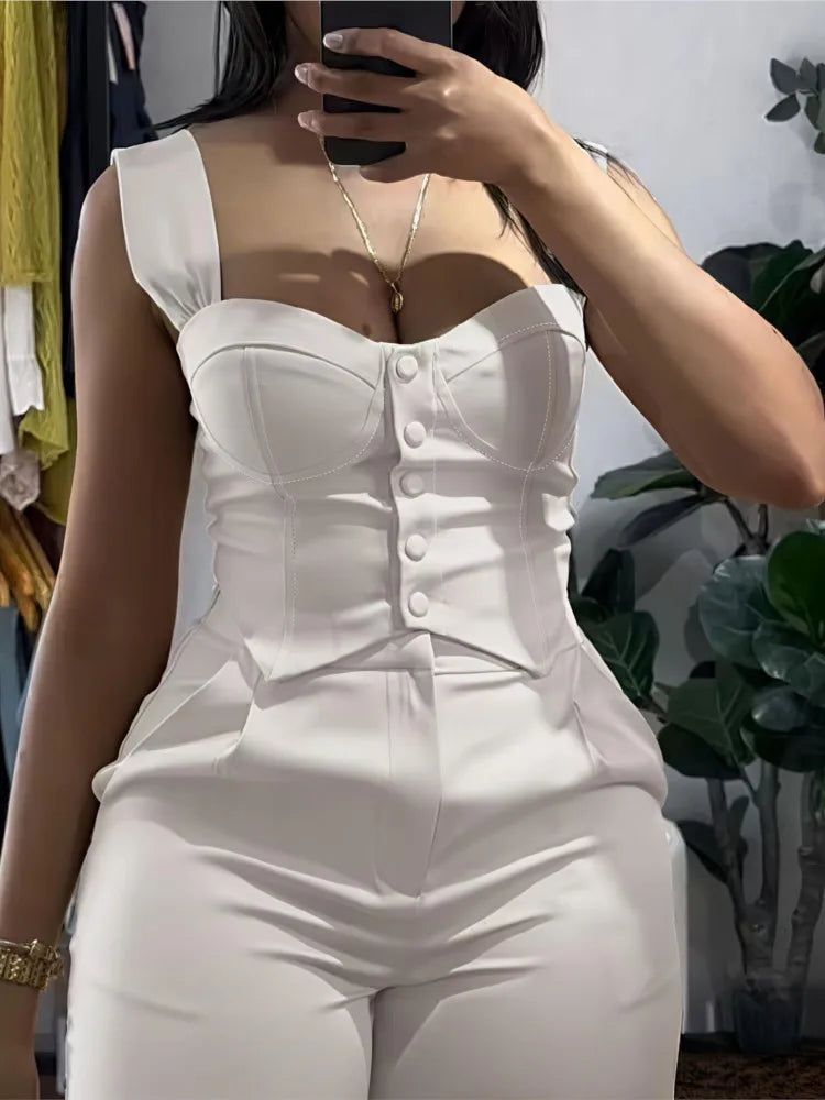 Minimalist Vest & Wide-Leg Pant Modern Maven Sleek Suit Duo