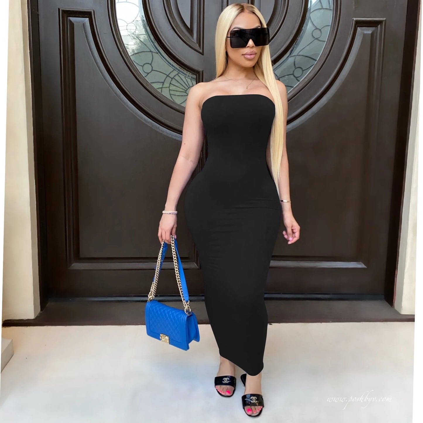women's sexy sleeveless chest wrapped Long Beach Dress