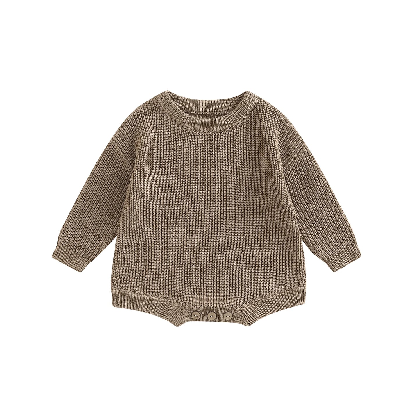 Newborn Infant Baby Girl Boy Romper Knit Jumpsuit Solid Color Warm Fall Winter