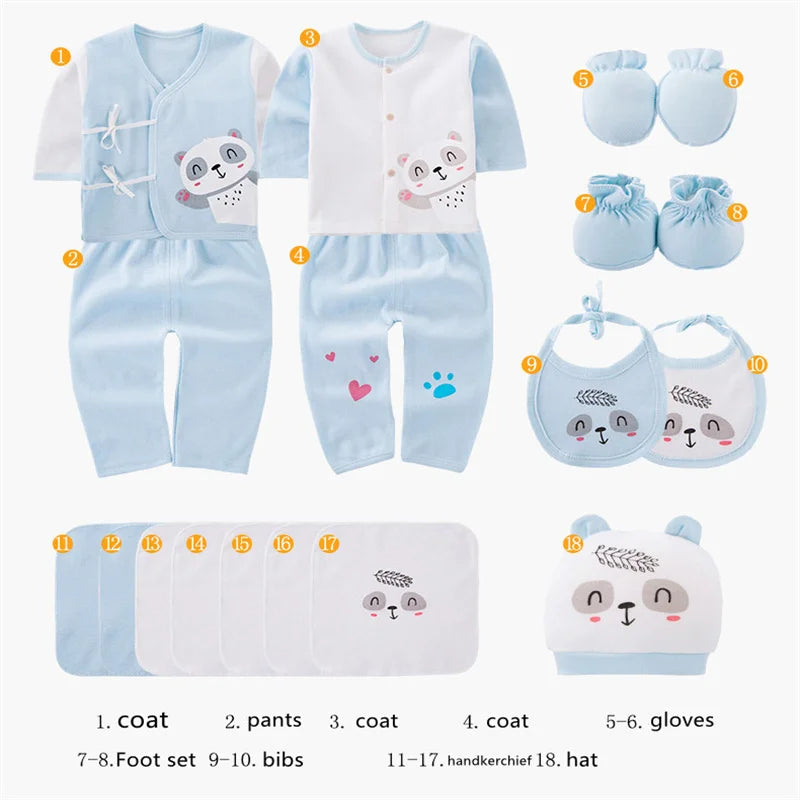 Newborn Baby Clothes For Girls & Boys Sets 100% Cotton Hat Bib