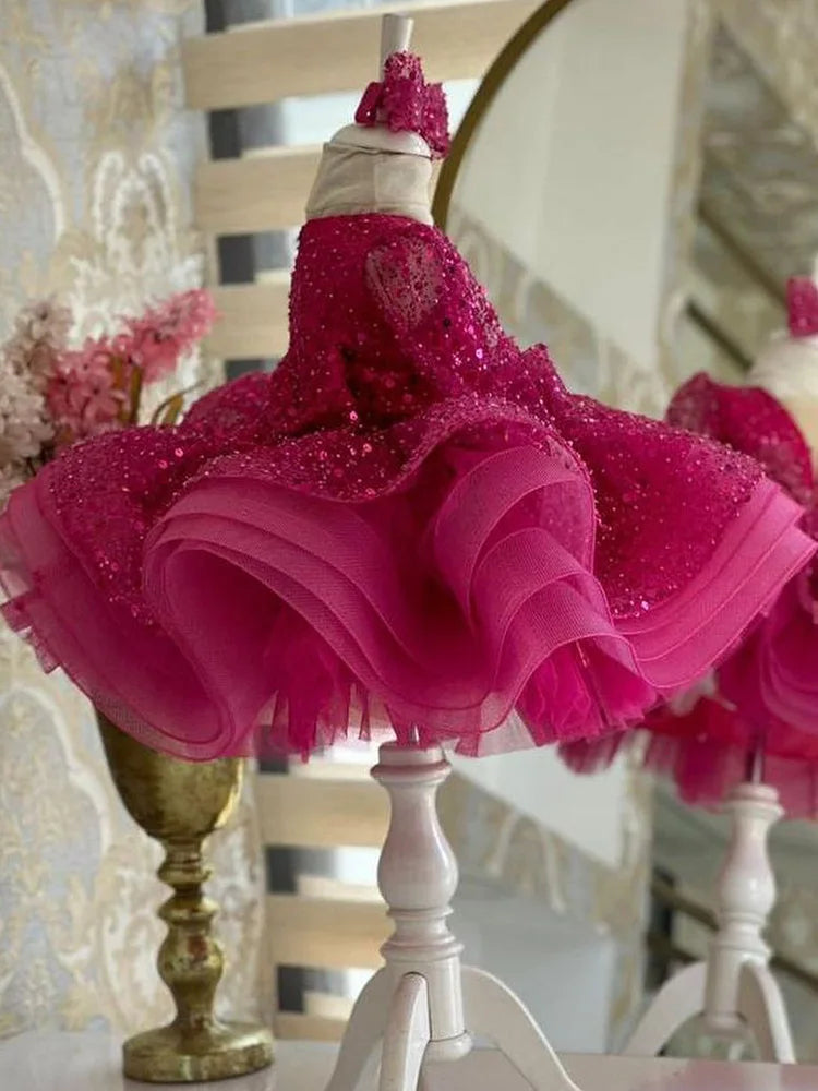 Elegant Socialite Girl Dress Sequin Birthday Dance Party Gorgeous Dress Graduation Banquet Evening Dress Girls Clothing Dresses