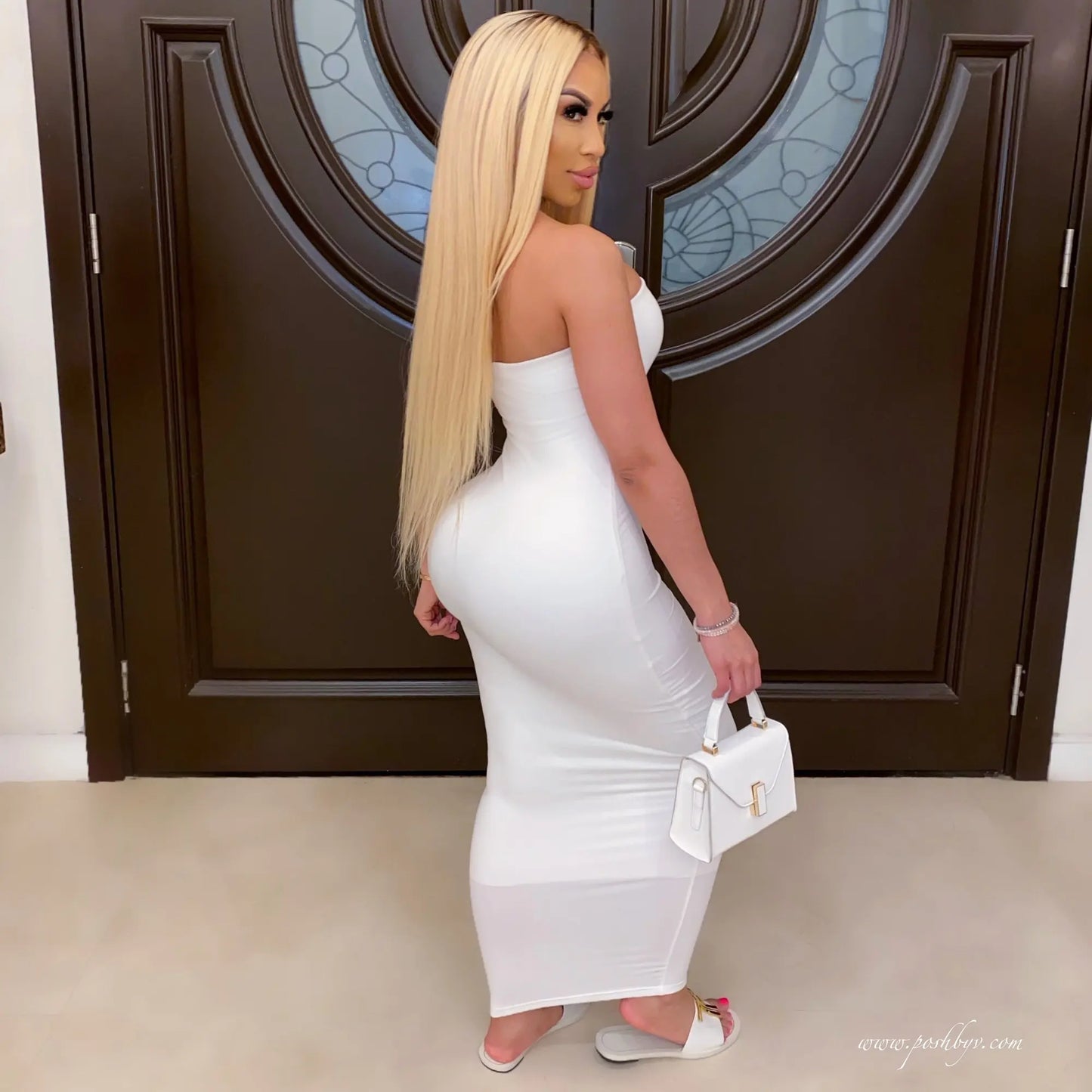 women's sexy sleeveless chest wrapped Long Beach Dress