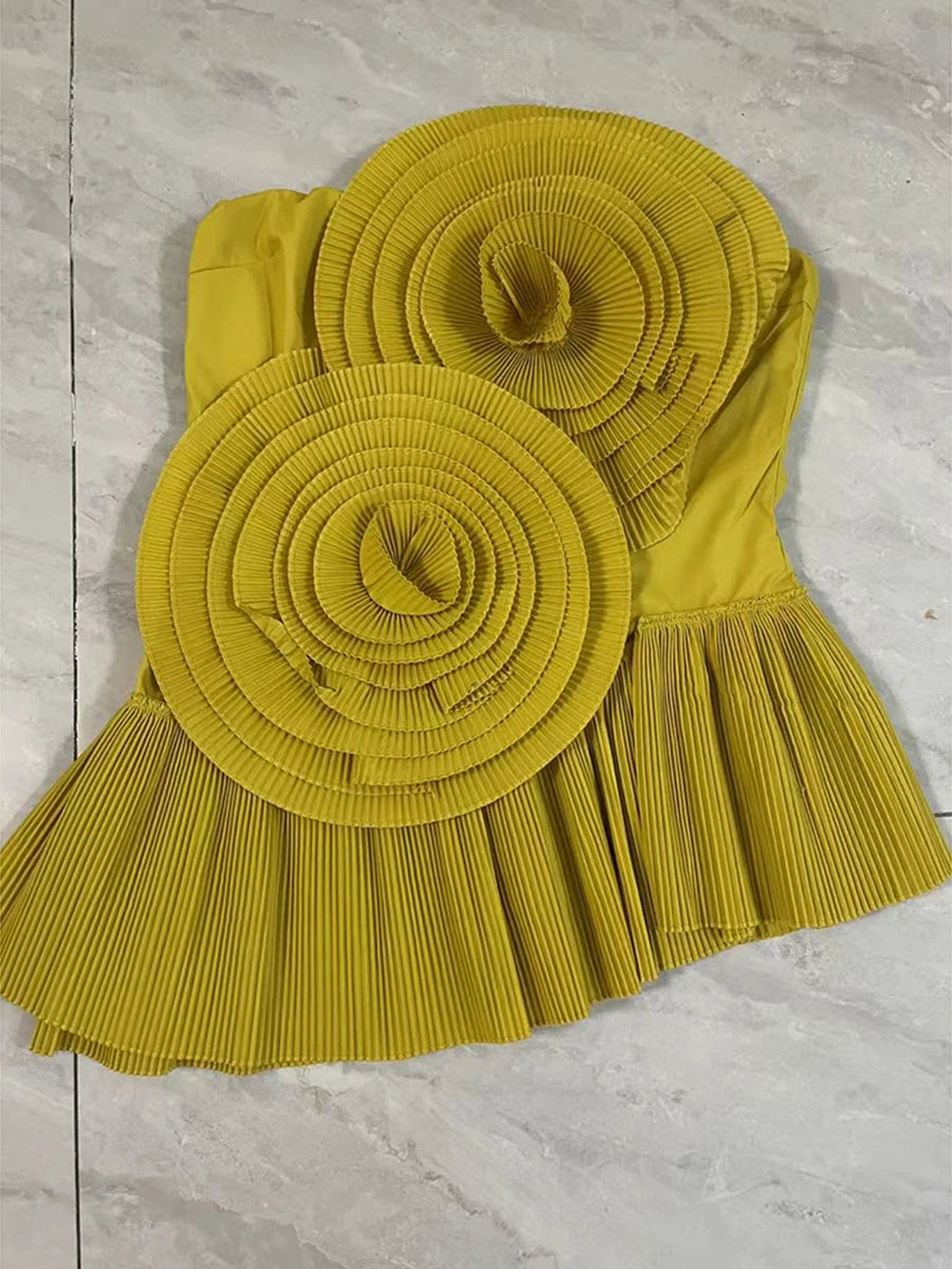 Flora Luxe Pleated Bandeau Top