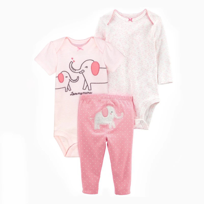 Baby Girls Clothes Set Cotton Flower Fashion Infant Outfits Sleeved Bodysuit