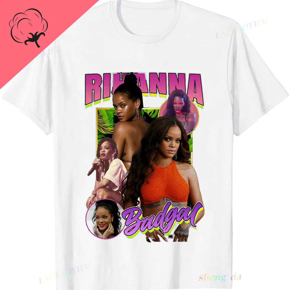 The America Famous Fashion Popular Playera Rihanna Printed T-shirt High Quality Unisex Camisetas Gothic Letter Graphic Tops