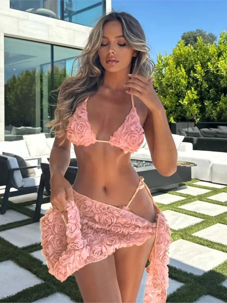 Rosé All Day Ruffle Bikini Bodysuit Swimwear Co-Ord