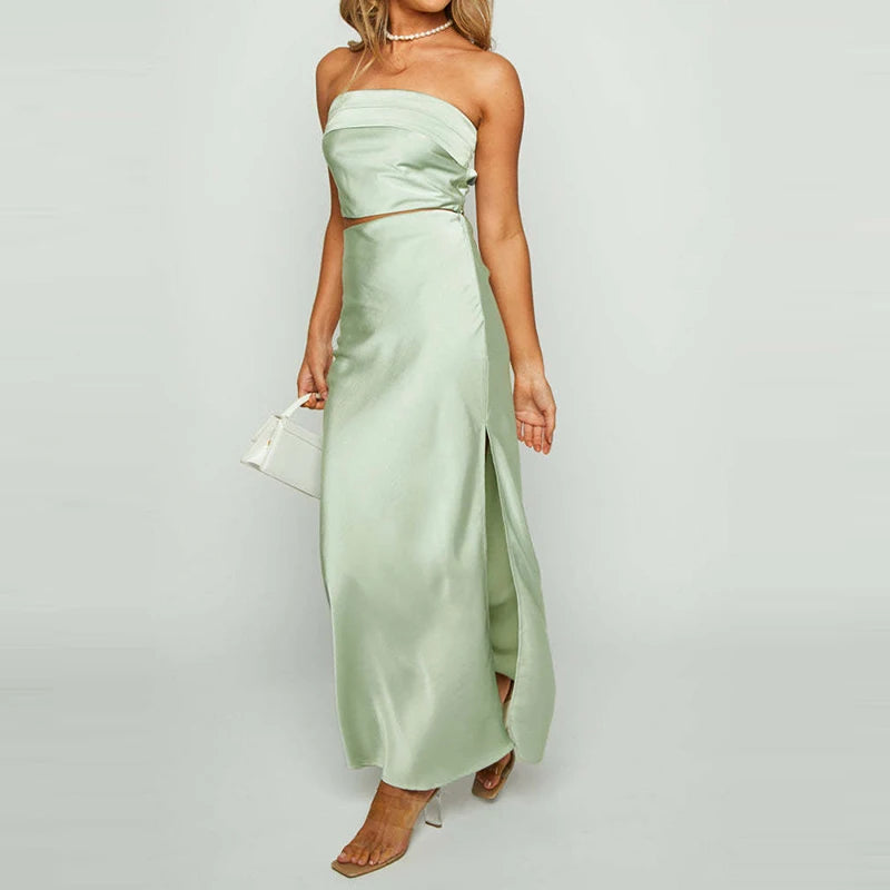 Botanical Escape Slit Skirt & Tube Vest Co-Ord
