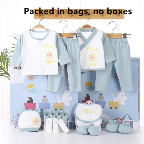 Newborn Baby Clothes For Girls & Boys Sets 100% Cotton Hat Bib
