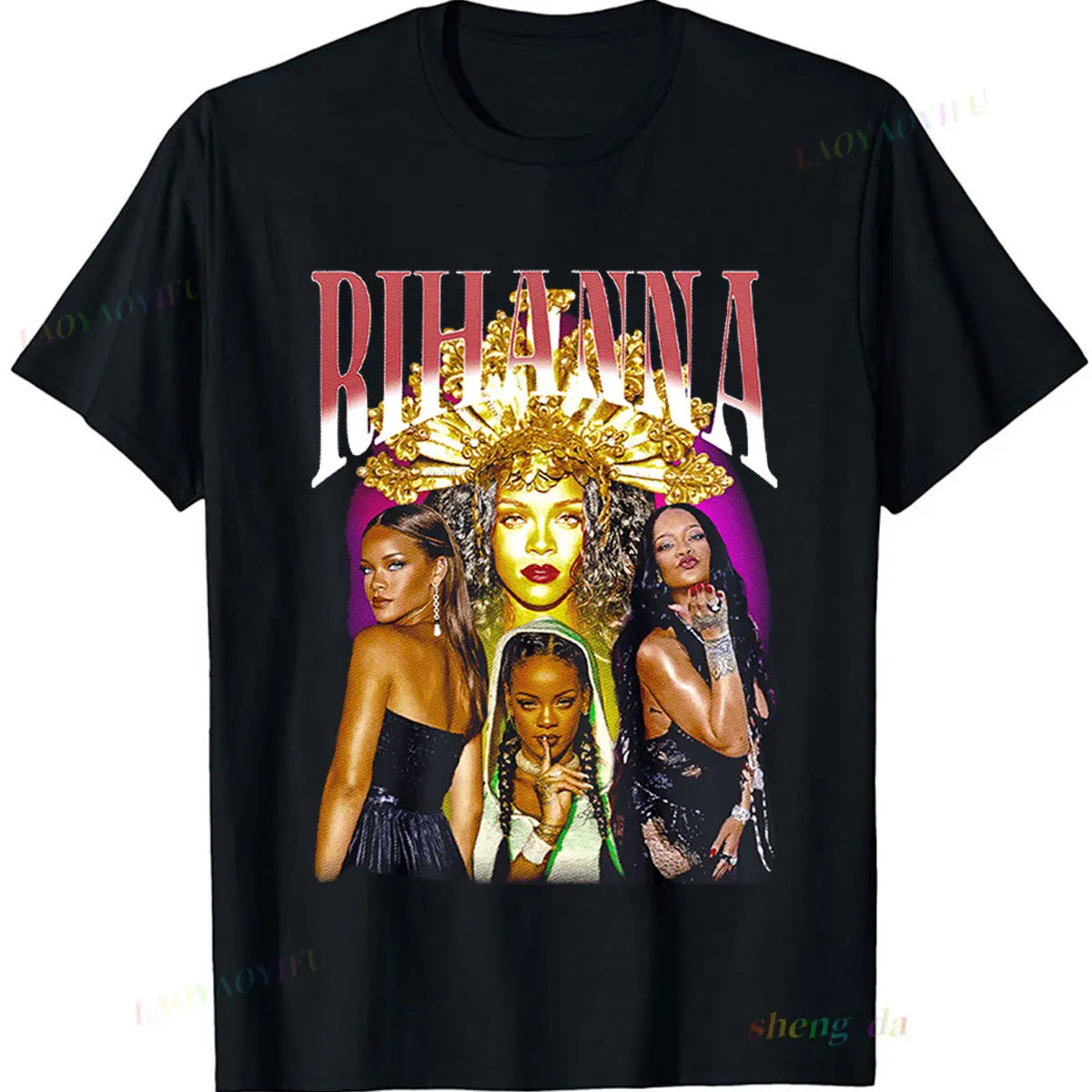 The America Famous Fashion Popular Playera Rihanna Printed T-shirt High Quality Unisex Camisetas Gothic Letter Graphic Tops