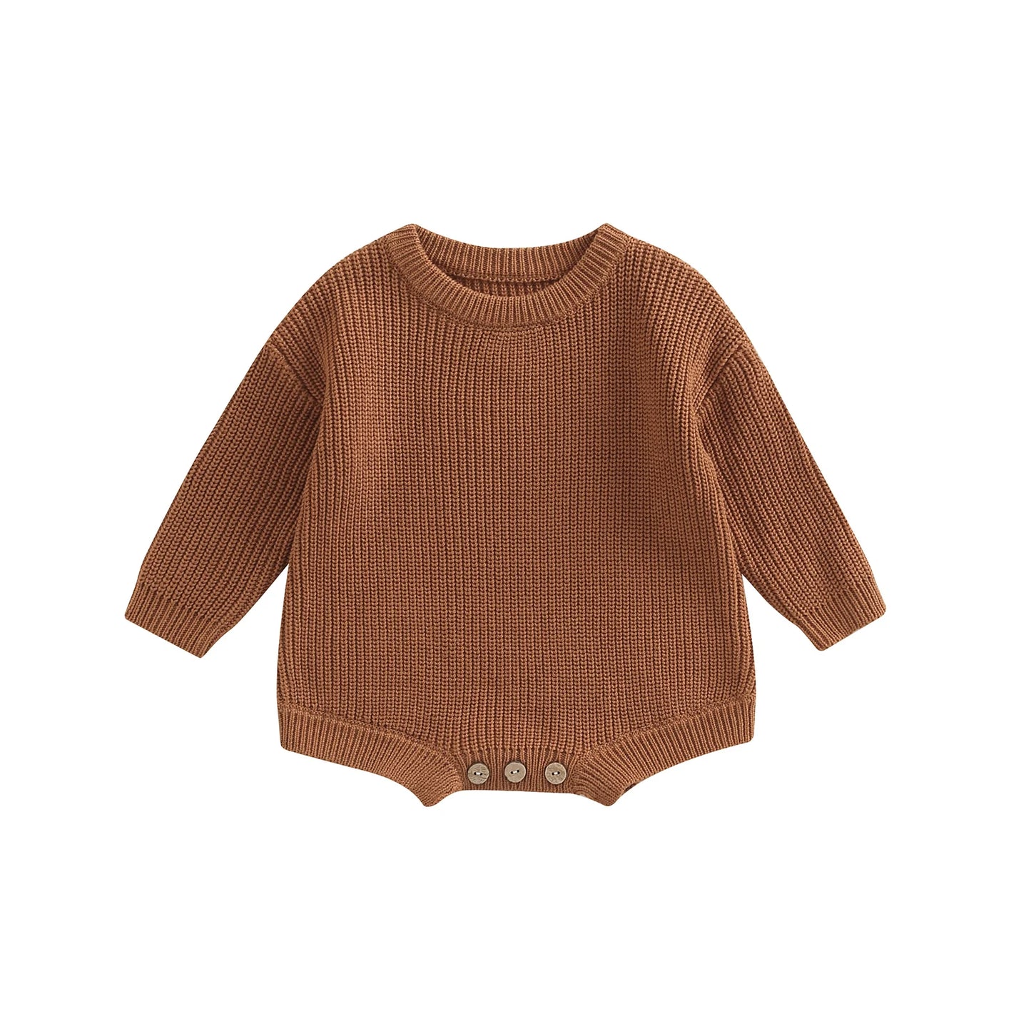 Newborn Infant Baby Girl Boy Romper Knit Jumpsuit Solid Color Warm Fall Winter
