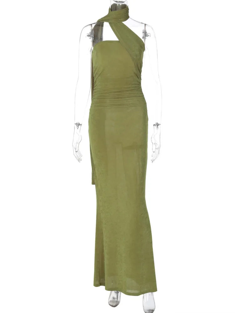 Emerald Envy Halter Luxe Maxi Dress