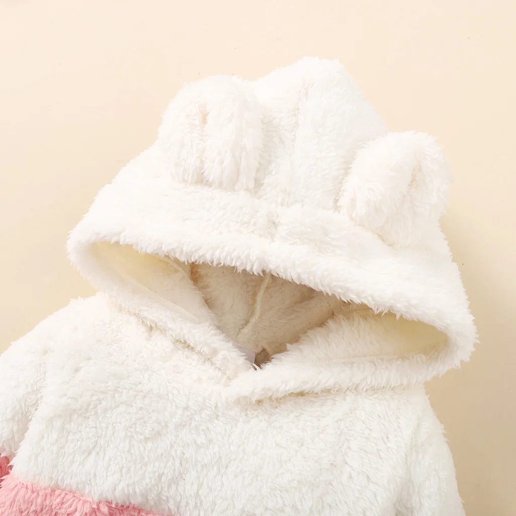 Newborn Baby Girl Fluff Hooded Clothes Set Long Sleeve Hoodie Top + Pant