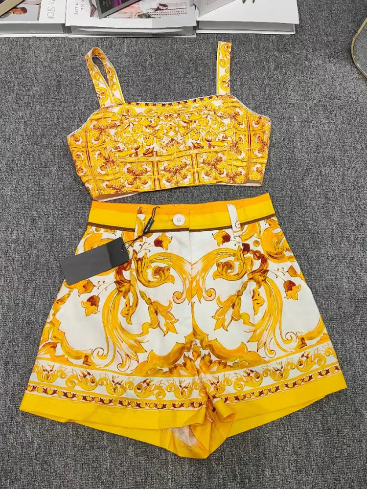 Saddle Chic Designer geometric print Two-Piece