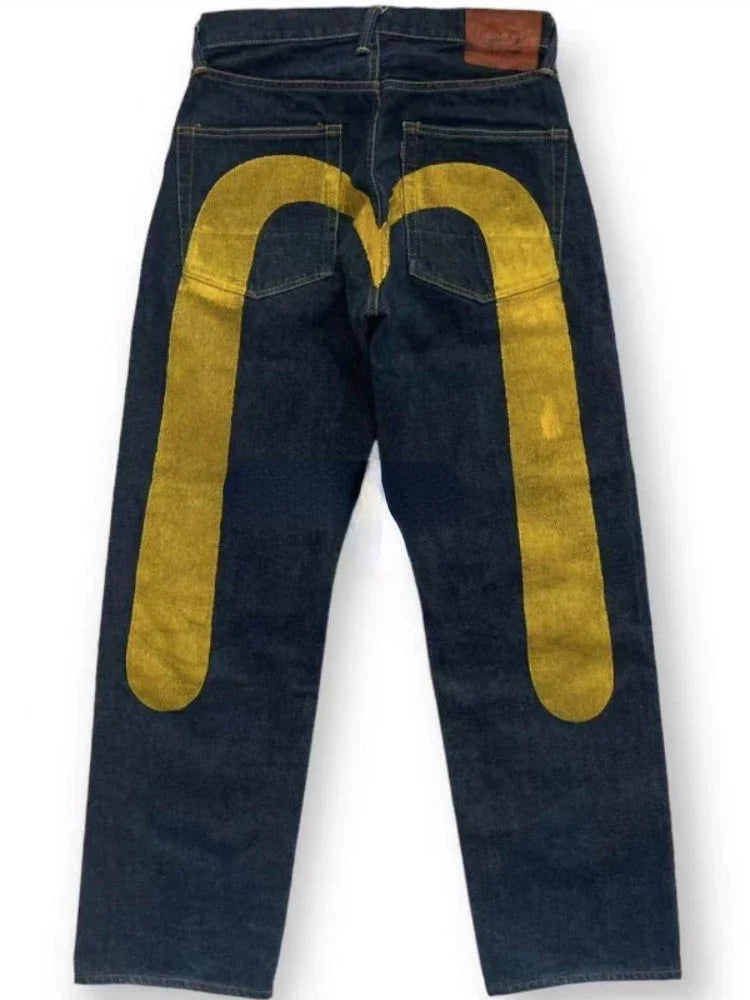 Y2K New Best-Selling Jeans Retro Personalized Print Jeans Women’s Punk Hip Hop Gothic Loose Straight Denims Couple Street wear