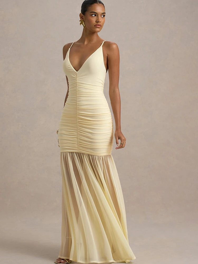 Golden Hour Glow Patchwork Maxi Dress
