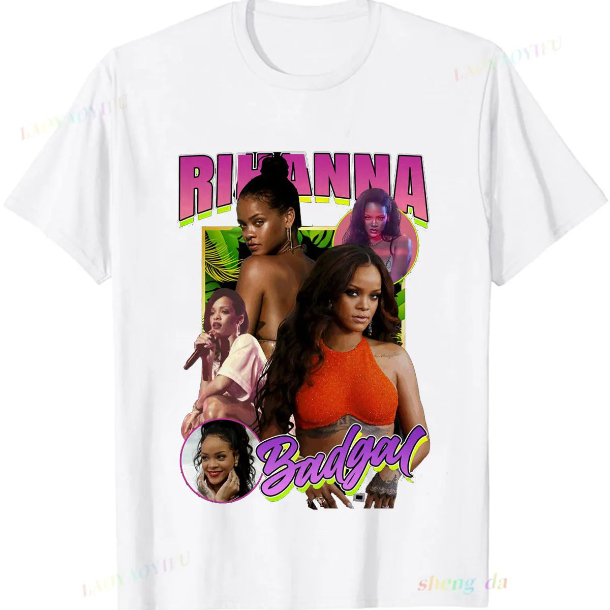 The America Famous Fashion Popular Playera Rihanna Printed T-shirt High Quality Unisex Camisetas Gothic Letter Graphic Tops