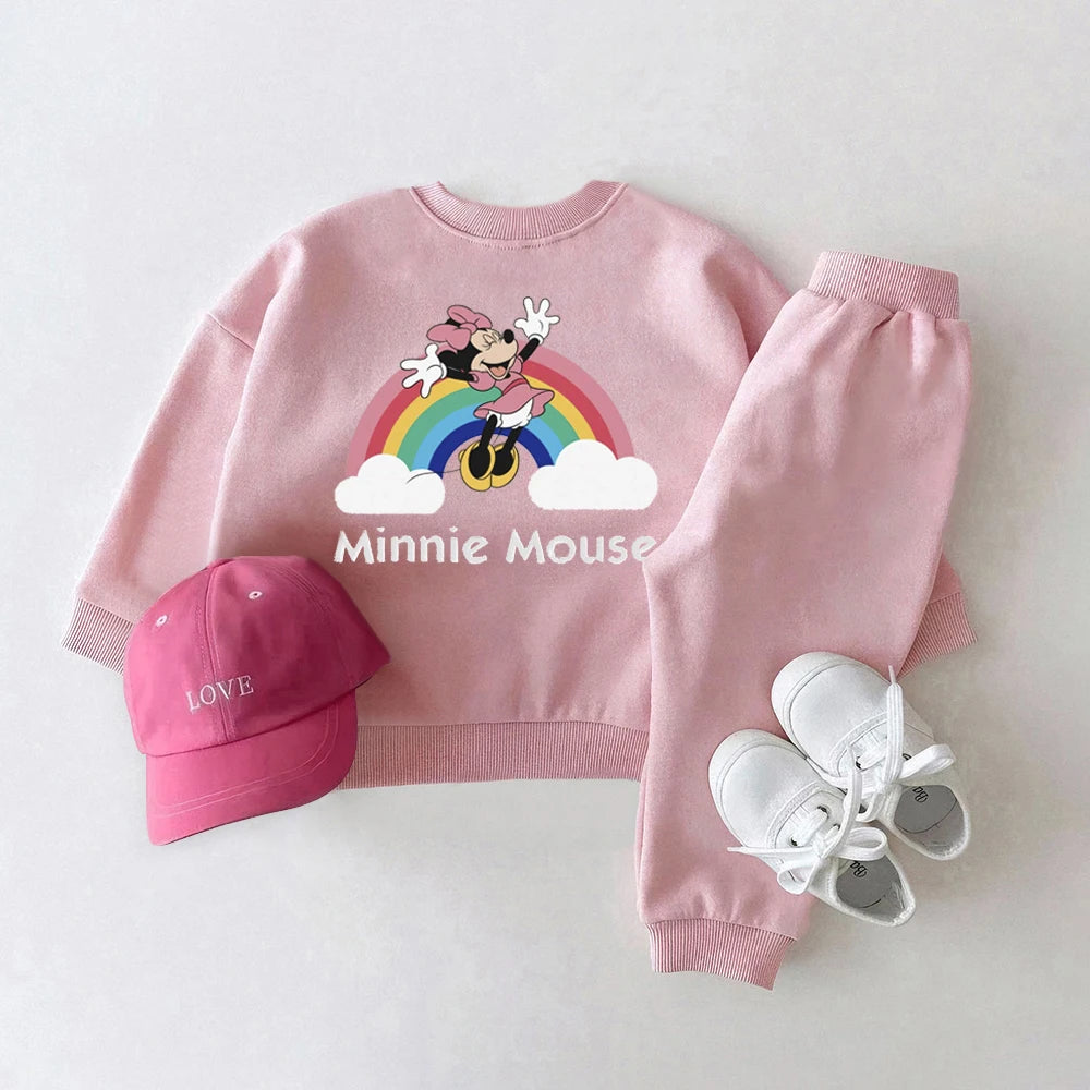 2Pcs Baby Boy Clothes Set Mickey Long Sleeve Kids Sweatshirts + Pants Spring Autumn Toddler Baby Girl Tracksuit Clothing