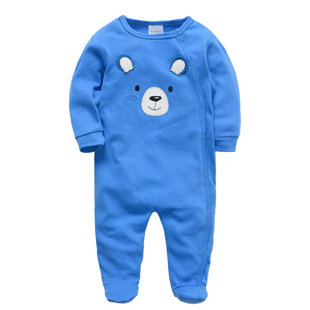 KAVKAS Baby Boys Clothing Cotton Cartoon Printing Kids Rompers Knit Newborn Overalls Orange Pajamas Baby Jumpsuit