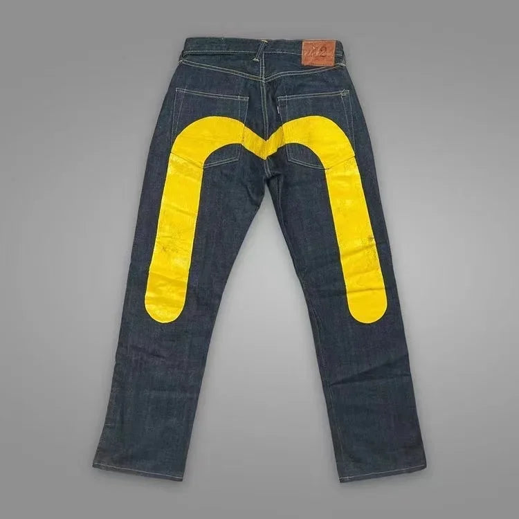 Y2K New Best-Selling Jeans Retro Personalized Print Jeans Women’s Punk Hip Hop Gothic Loose Straight Denims Couple Street wear