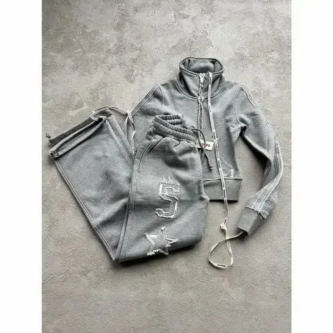 Retro Rebel Y2K Letter Hoodie & Sweatpants Co-Ord