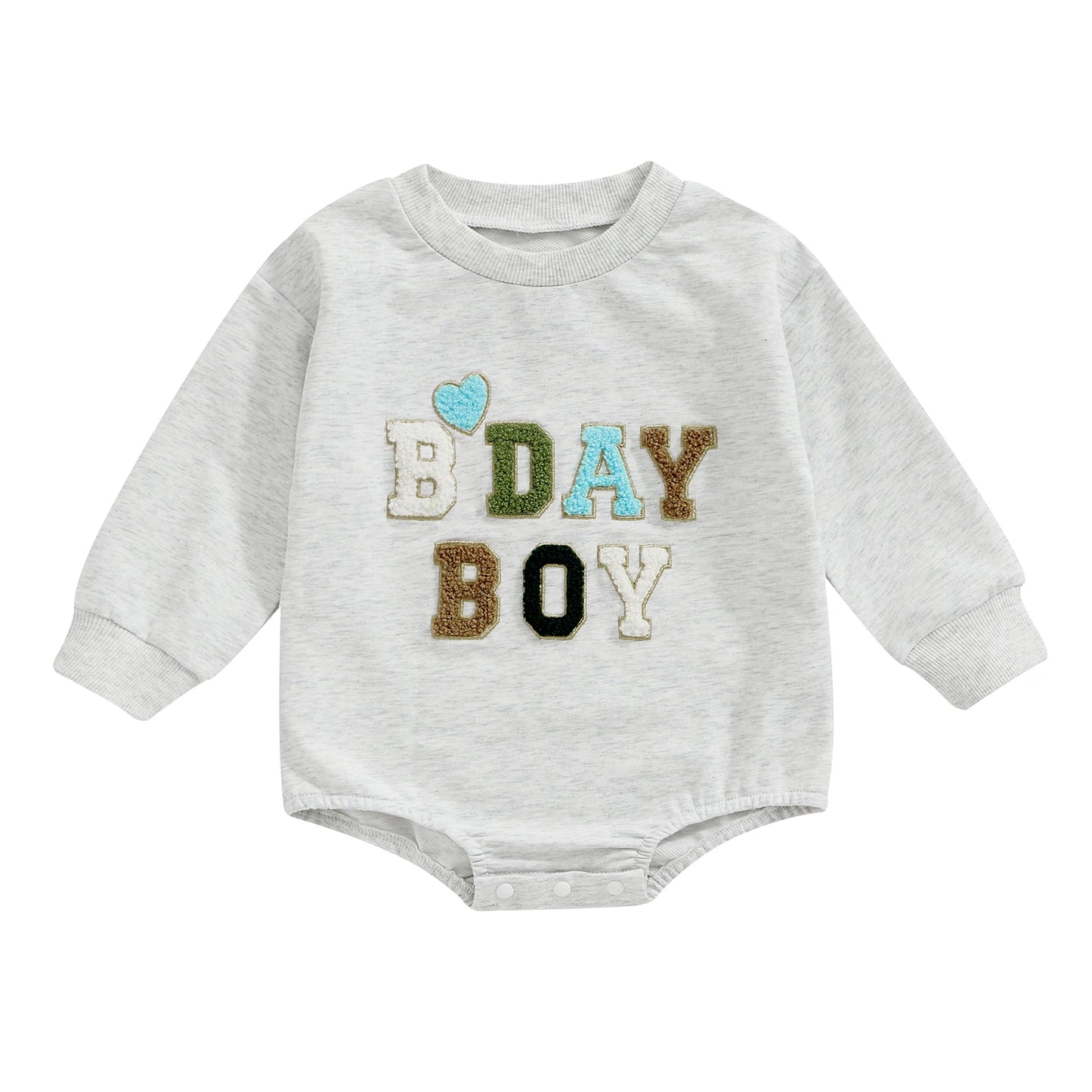 Baby Boys Girls Birthday Bodysuit Long Sleeve Letter Embroidery Playsuit Fall Clothes