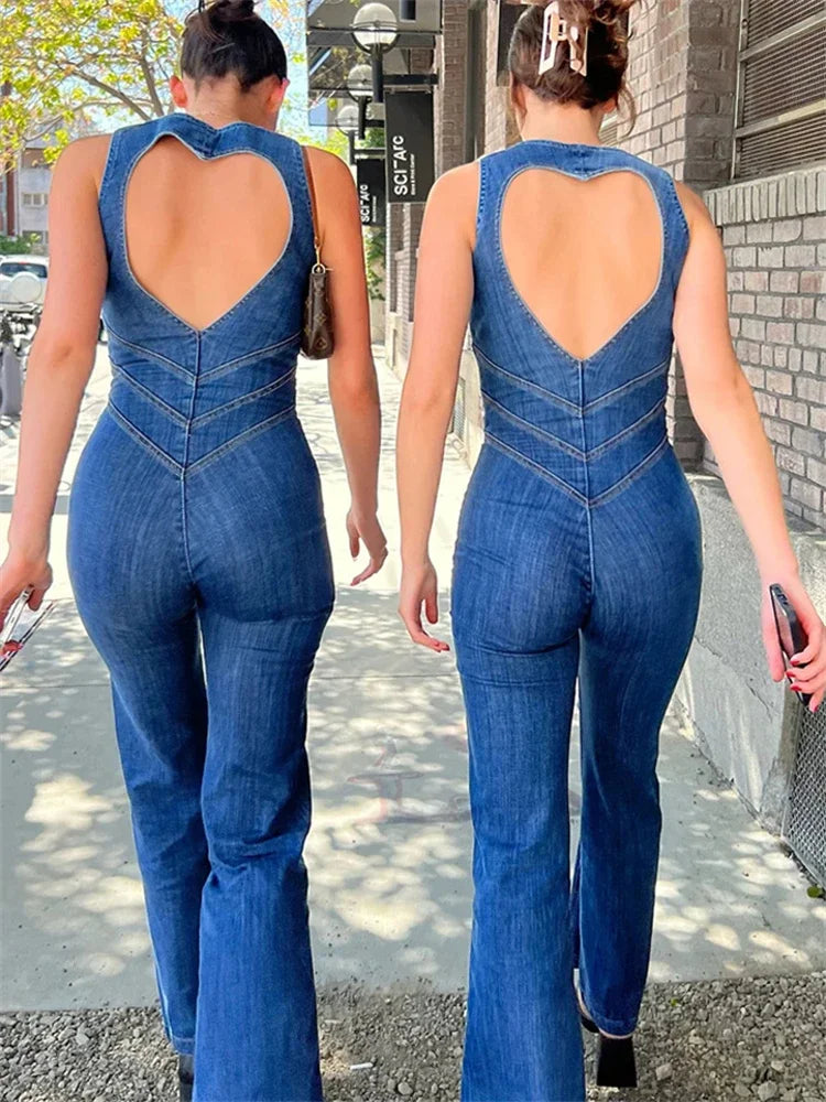 Heartlines & Hugs Retro Denim Jumpsuits