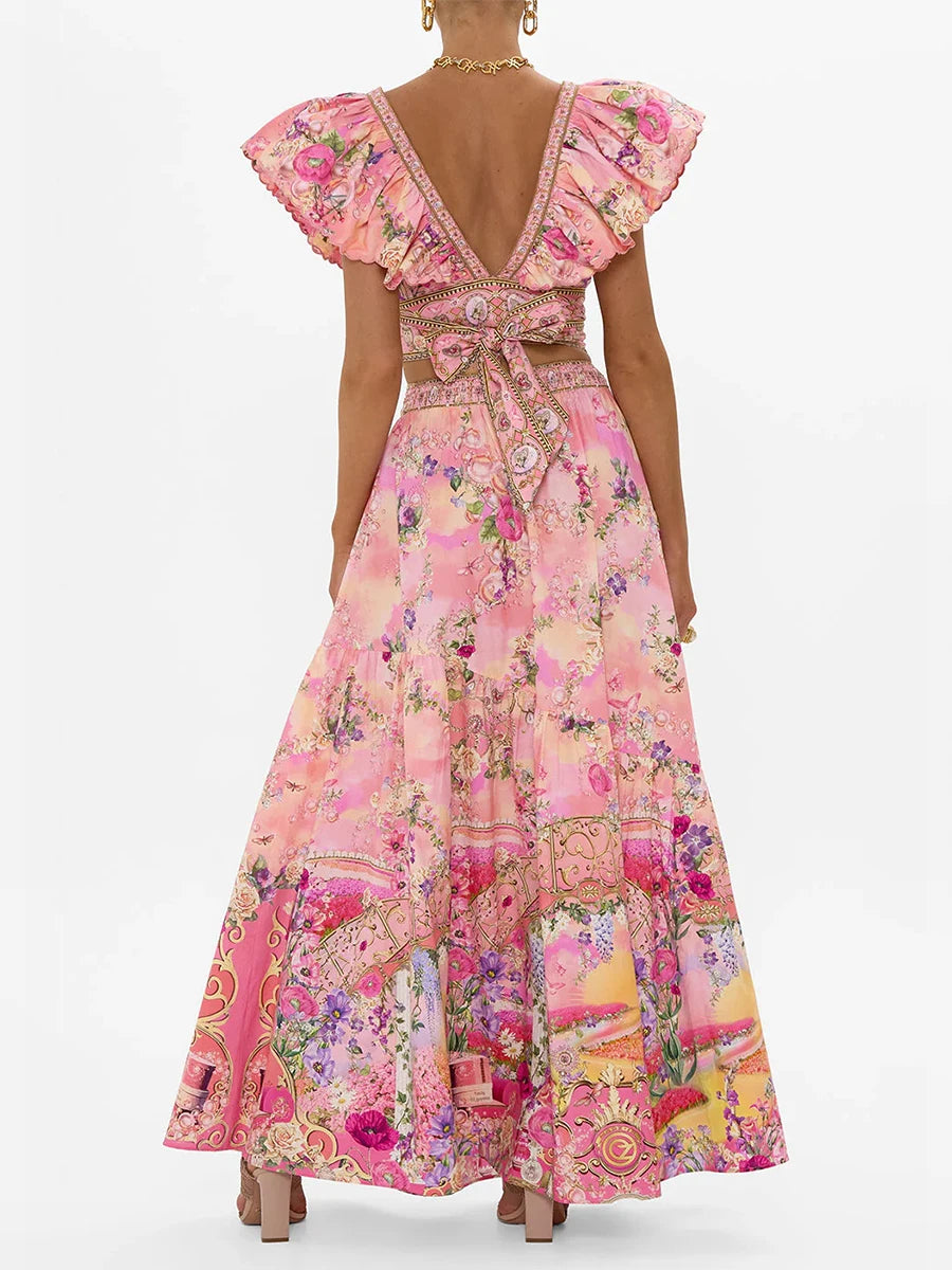 Seaside Grace Ruffle Top & Pleated Skirt Set