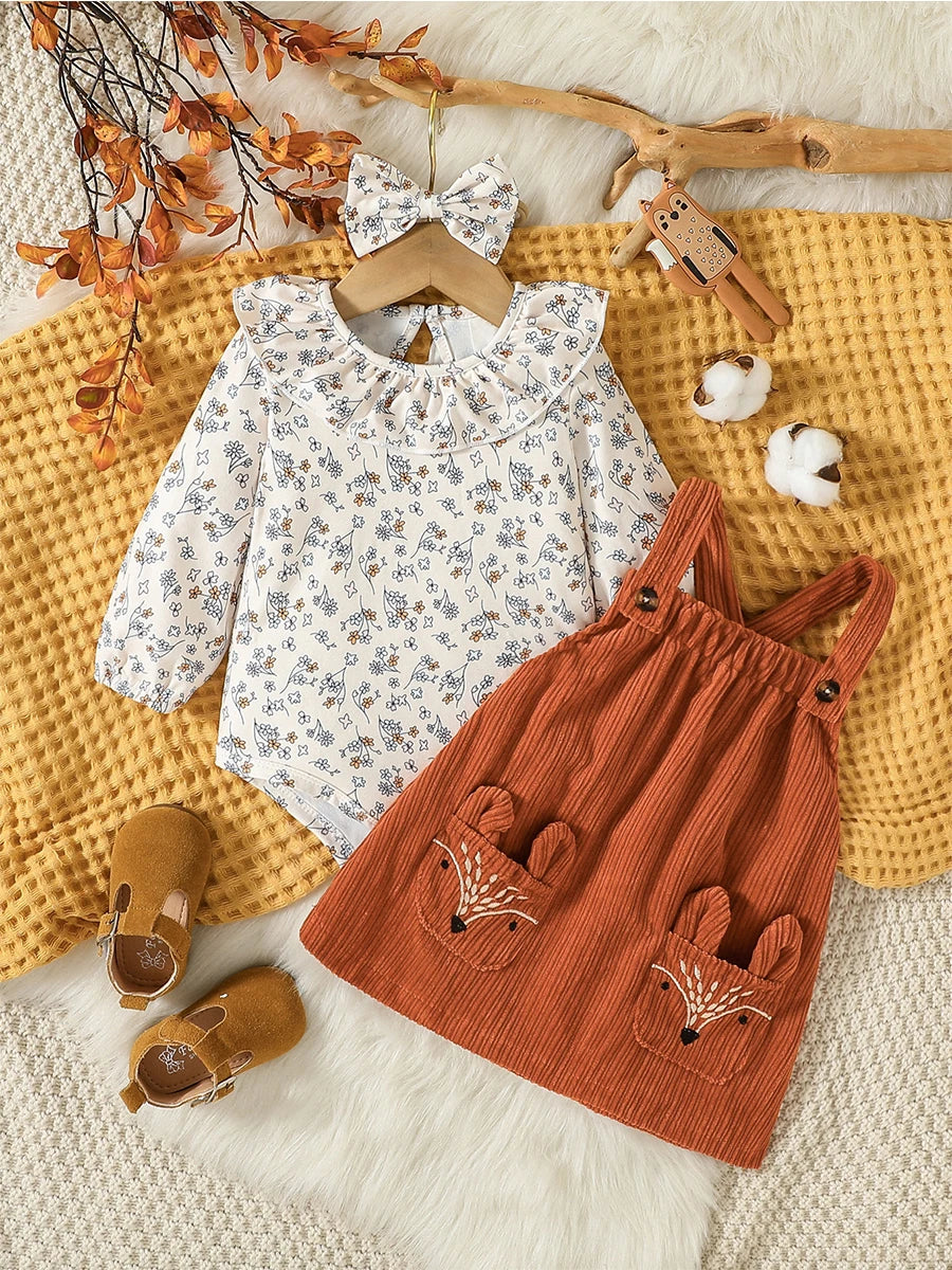 Baby O-Round Girl Summner Long Sleeve Printing For Daily Fashion Skirt Dress Sets